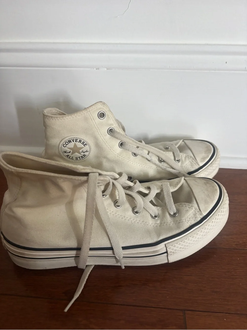 Converse High-Top Canvas Sneakers in Natural Cream